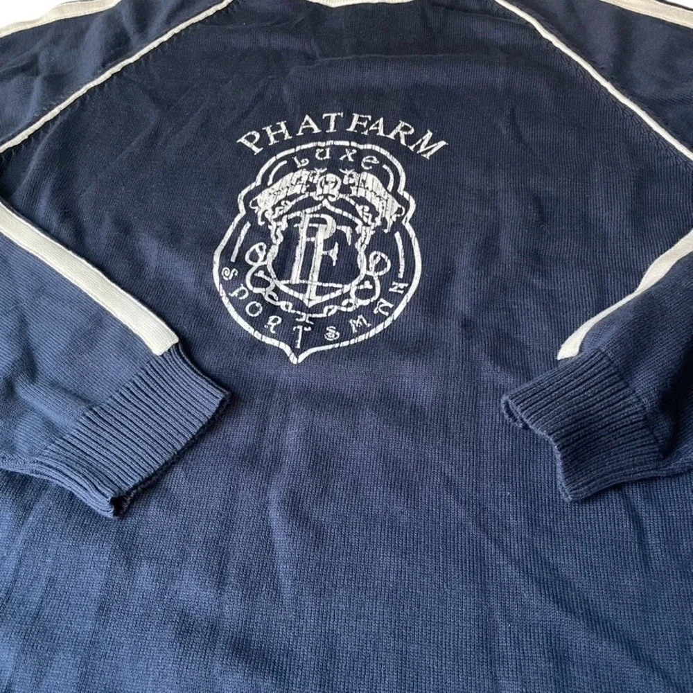 Phat Farm Navy Luxe Sportsman Vintage Crewneck‎ Sweater Mens XXL Hip Hop NOS